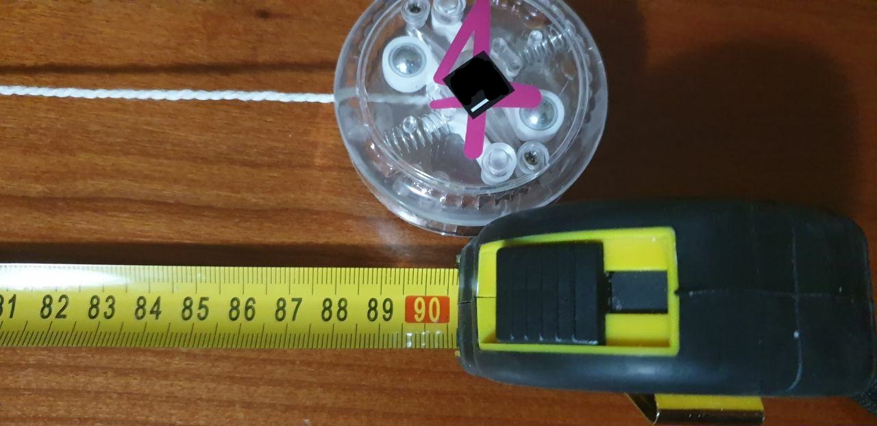 The measurement of the string of the yo-yo.